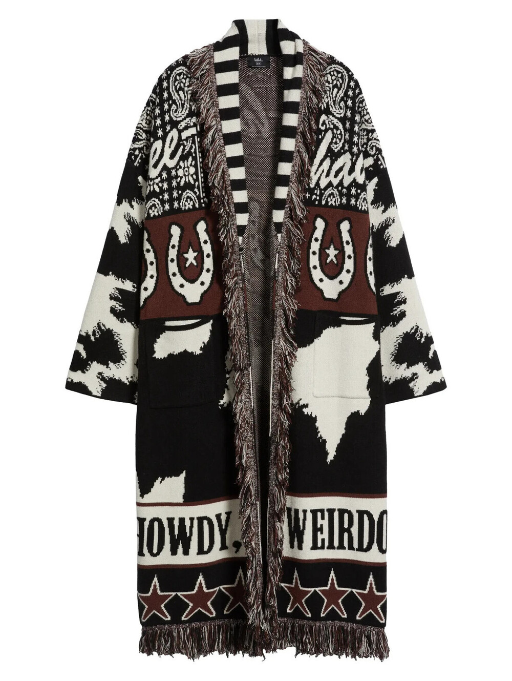 NEW Dressed in Lala Get Howdy Cowboy Jacquard Longline Cardigan Sz S/M #MD2419